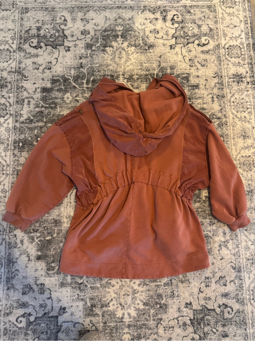 Free People Hooded Zip-Front Bomber Jacket in Rust - Picture 4 of 9